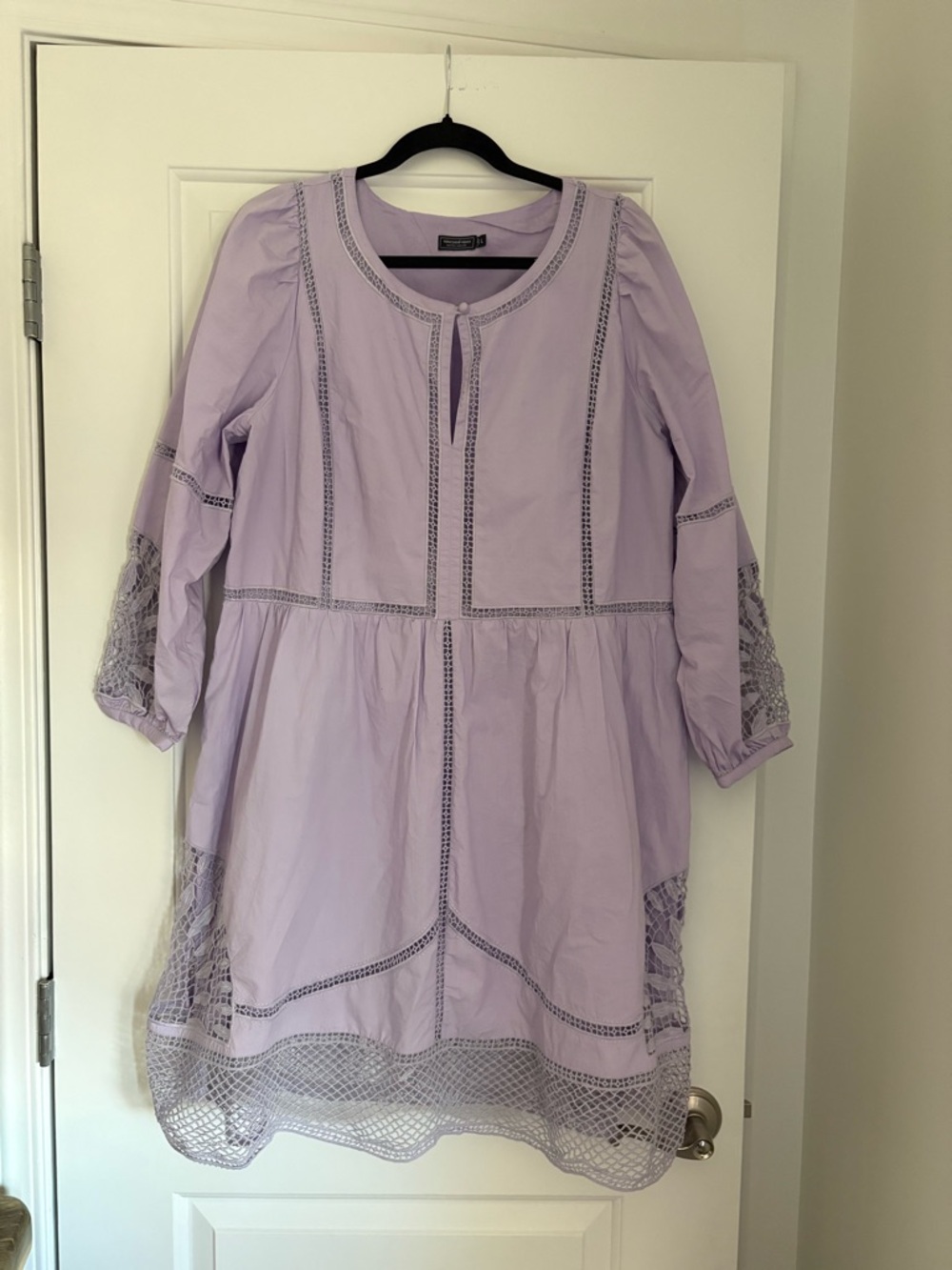 Vineyard Vines Light Lavender Crochet Trim Top